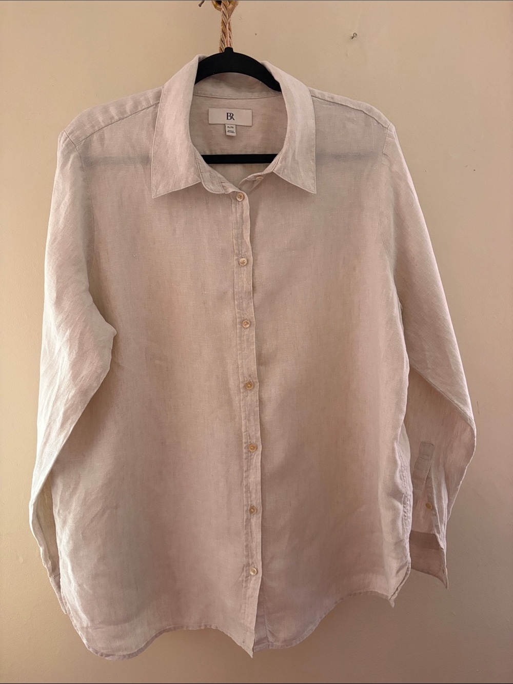 Banana Republic Men's Lightweight Linen Button-Down Shirt - Light Beige